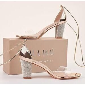 NEW Women's Size EU 41.5/US 11.5 Clear Open Toe Strappy Rhinestone Heels Sandals